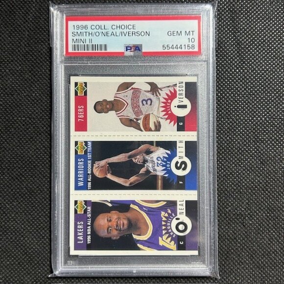 1996-97 Collectors Choice Mini II Allen Iverson Shaquille O'Neal PSA 10 Gem Mint - Picture 1 of 2